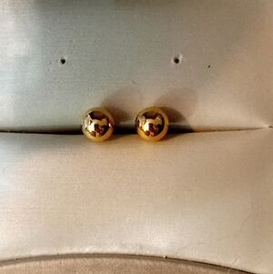 Gold Toned Ball Stud Earrings - Women Jewelry